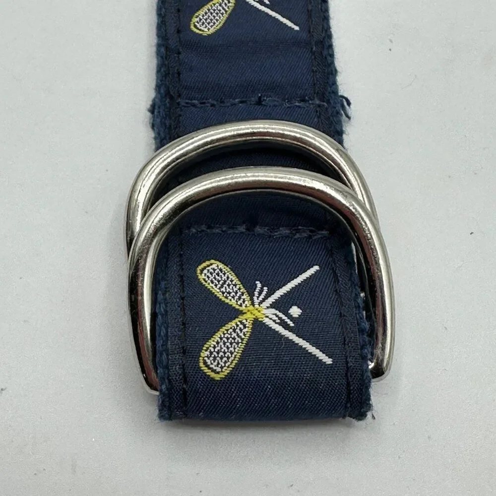 Preston Canvas Lacrosse Silver D-Ring Preppy Belt Blue Size Small